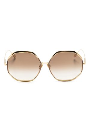 Linda Farrow Camila oversize-frame sunglasses - Gold