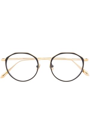 Linda Farrow Cesar round-frame etched glasses - Gold