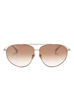 Linda Farrow double-bridge pilot-frame sunglasses - Brown