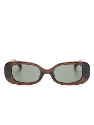 Linda Farrow engraved-logo arm sunglasses - Brown