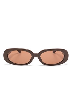 Linda Farrow log-engraved cut-out sunglasses - Brown