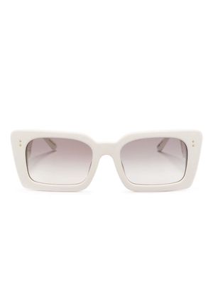 Linda Farrow logo-engraved cut-out sunglasses - White
