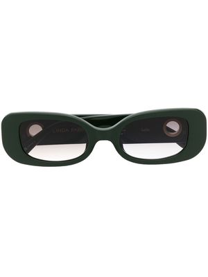Linda Farrow logo-plaque square-frame sunglasses - Green