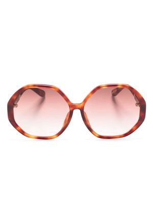 Linda Farrow Paloma hexagonal-frame tortoiseshell-effect sunglasses - Blue