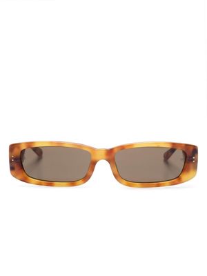 Linda Farrow Talita rectangle-frame tortoiseshell-effect sunglasses - Brown