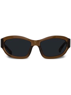 Linda Farrow x Dries Van Noten geometric-frame sunglasses - Brown