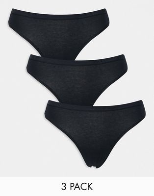 Lindex Carin 3-pack cotton thong in black