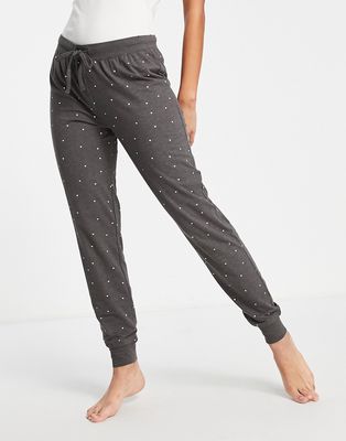 Lindex Exclusive cotton blend printed sweatpants in dark gray - gray