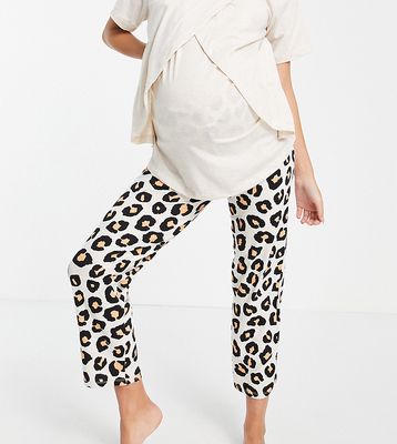 Lindex Exclusive MOM Mia cotton over the bump pajama bottoms in leopard print - BEIGE-Neutral