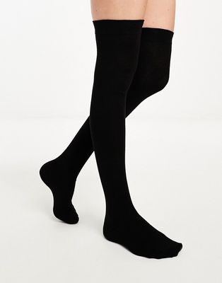 Lindex over the knee socks in black