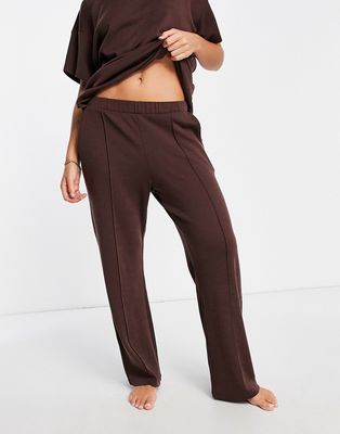 lindex premium wool wide leg lounge pants in brown