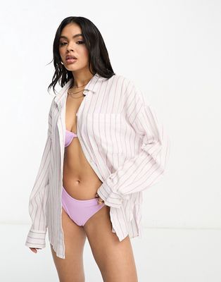 Lindex relaxed beach shirt in lilac-Purple