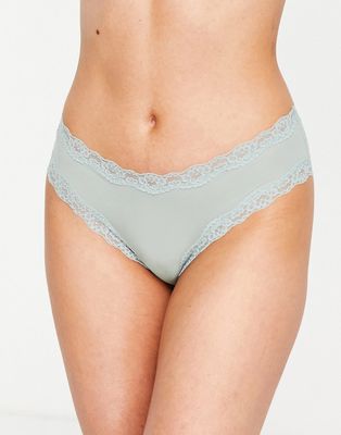 Lindex Wilma brazilian brief with lace trim in dusty blue
