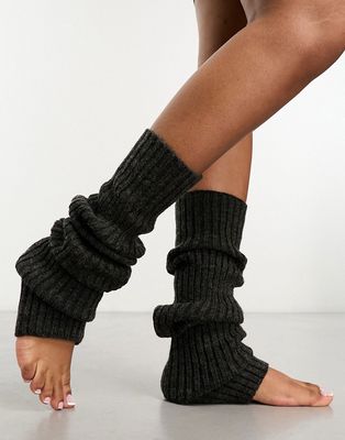 Lindex wool blend legwarmers in black heather