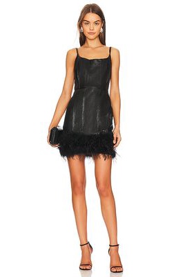 Line & Dot Lou Feather Dress in Black