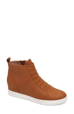 Linea Paolo Ashley High Top Wedge Sneaker Boot in Cognac