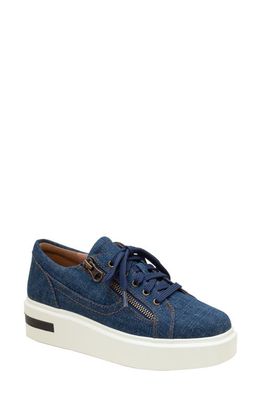 Linea Paolo Kalula Denim Zip Sneaker in Dark Blue Denim