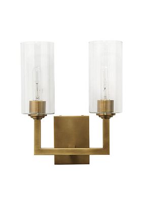 Linear Antique Brass Double Wall Sconce