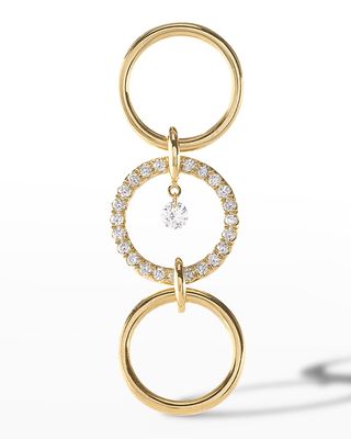 Linear Circle Hanging Earring with Diamond in the Middle, Single