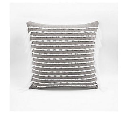 Linear Cotton Tassel Decorative Pillow Cover by Lush Decor