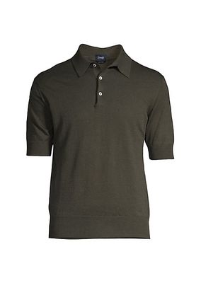 Linen-Blend Knit Polo Shirt