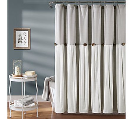 Linen Button 72" x 72" Shower Curtain by Lush D ecor