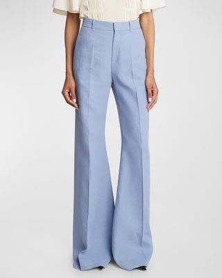 Linen Canvas Flare Trousers