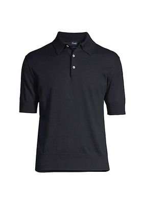 Linen-Cotton Knit Polo Shirt