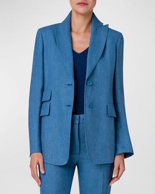 Linen Gabardine Single-Breasted Percival Jacket