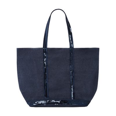 Linen L cabas tote bag