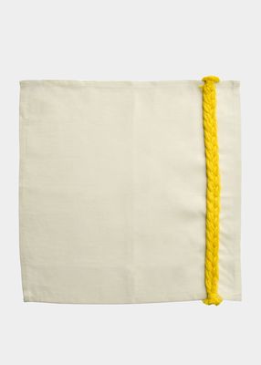 Linen Napkin with Yellow Braided Rope Trim
