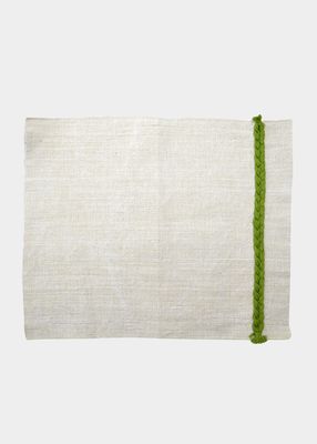 Linen Placemat with Green Braided Rope Trim