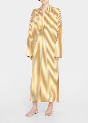Ling Striped Collar Shirtdress