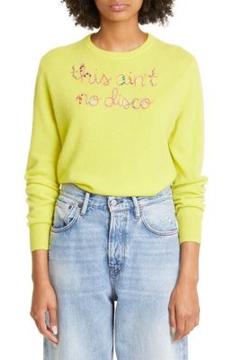Lingua Franca x Nordstrom Gender Inclusive This Ain't No Disco Embroidered Crewneck Cashmere Sweater in Electric