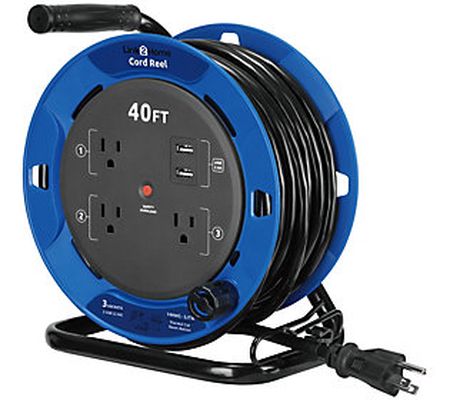 Link2Home 40' Extension Cord W/ 3 Power Outlets & 2 USB Ports