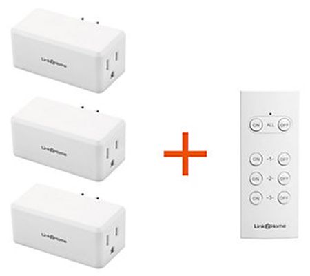 Link2Home Set of 3 Wireless Indoor Outlet Switc h with Remote