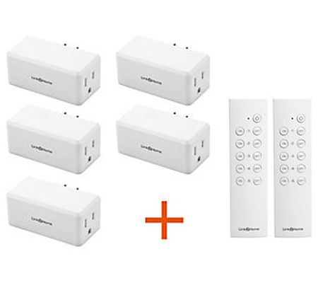 Link2Home Set of 5 Wireless Indoor Outlet Switc h w/ 2 Remotes