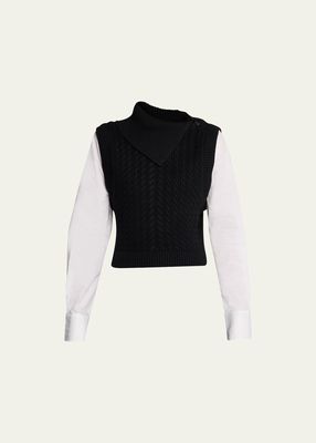 Linnea Combo Pullover Cable-Knit Sweater