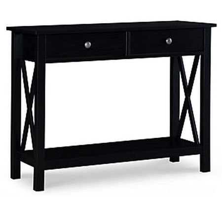 Linon Home Armelia Console Table W/ Large Botto m Storage Shelf