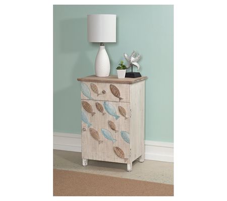 Linon Home Decor Conley Fish Storage Side Table with Drawer