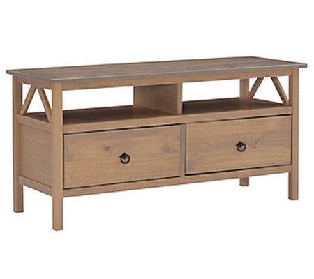 Linon Home Hollis Driftwood TV Stand W/ Open Sh elf & 2 Drawers