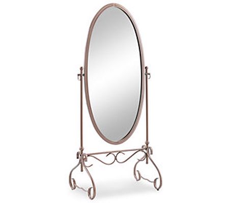 Linon Home Michelle Oval Metal Mirror W/Decorat ive Scroll Base