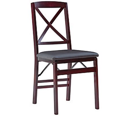 Linon Home Set of 2 Gabe X Back Folding Kitchen Dining Chair