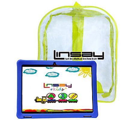LINSAY 10.1" Kids Android Tablet with Case & Ba ckpack - 32GB