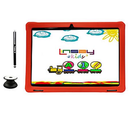 Linsay 10" IPS 32GB Android 10 Tablet, Kids Cas e, Holder, Pen