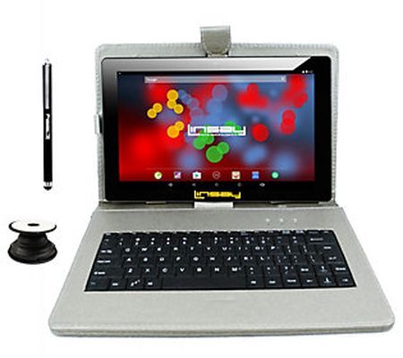 LINSAY 10" IPS Android 10 Tablet 32GB w Keyboar d, Holder & Pen