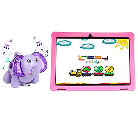 LINSAY 10" IPS Android 12 Tab w/ Kids Case & El ephant Toy