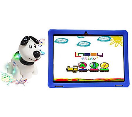 LINSAY 10" IPS Android 12 Tab w/ Kids Case & Sm art Dog Toy