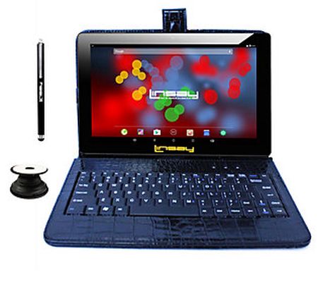 LINSAY 10" IPS Android 12 Tablet w/ Crocodile K eyboard, Holde