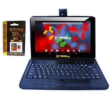 LINSAY 10" IPS Android 12 w/ Croc Keyboard & 12 8GB SD Card